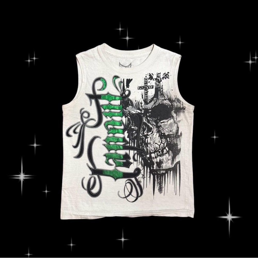 Tapout White Tank Top with Green and Black Graphic